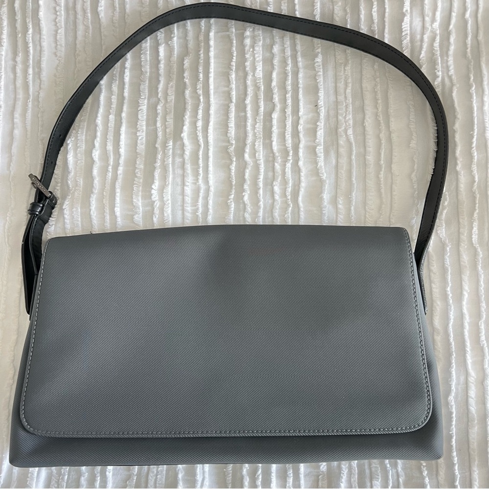 Vintage 1999 Coach Mercer 7413 Gray Twill Nylon & Leather Shoulder Bag Y2K